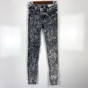 Rag & Bone The Skinny Jeans Acid White Black Acid Wash Mid Rise Women's Size 25